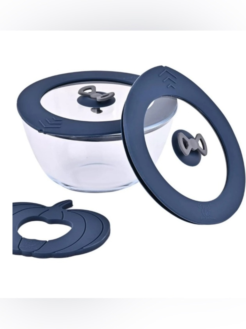 4 Pack Universal Cookware Glass Bowl Lids Leak Proof Silicone & Glass